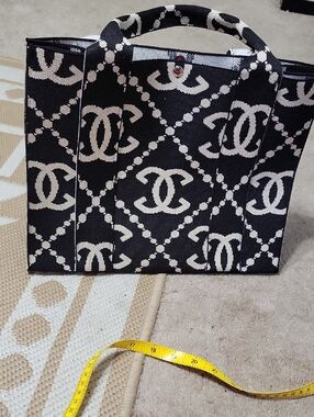 Chanel Black & White Logo Canvas Tote